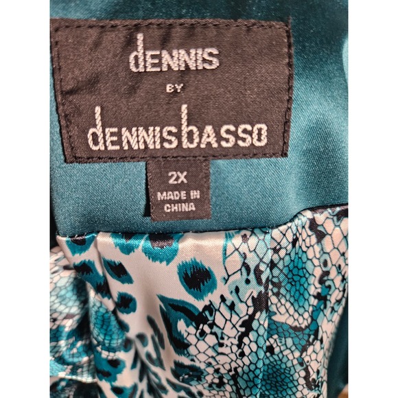 Dennis Basso Emerald Green Evening Jacket Size 2X Animal Print Lined - Picture 14 of 14